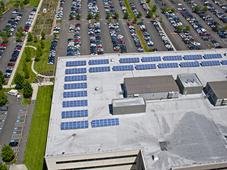 Solar Panels on Roof Building